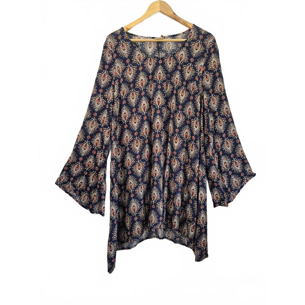 Mossimo Supply Co Ladies Navy Blue Paisley Print Short Dress Tunic Bohemia Shift
